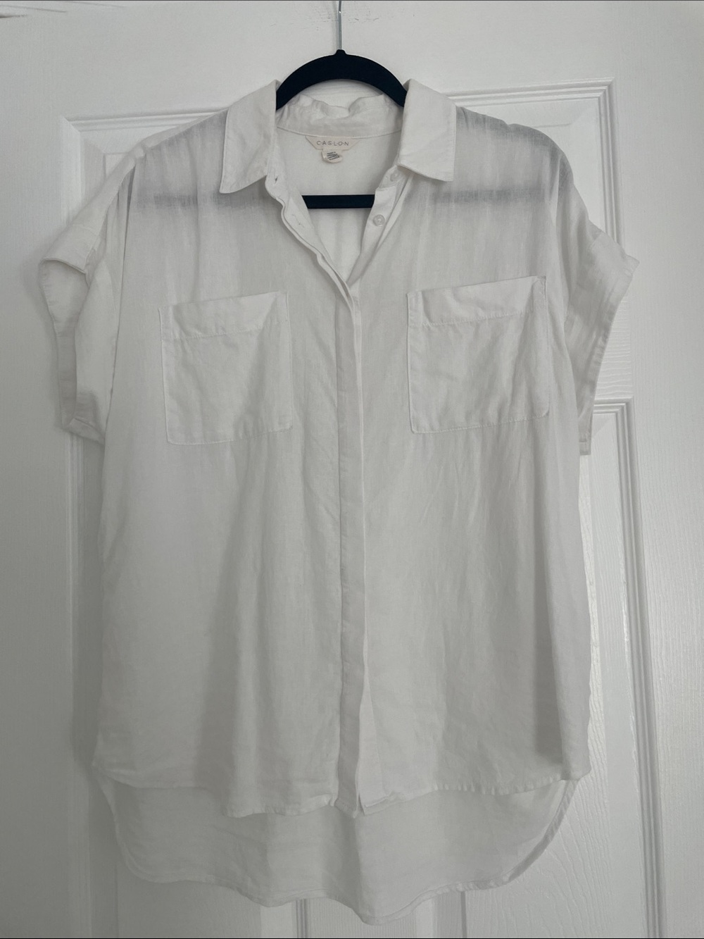 Lightweight White Button-Front Shirt by Caslon